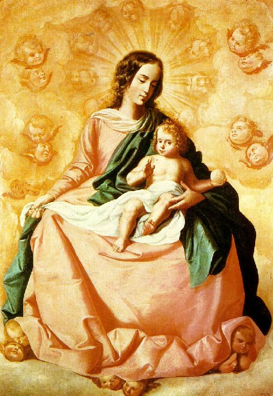 Francisco de Zurbaran virgin and child in the clouds Spain oil painting art